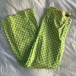 Sigrid Olsen green disco flare pants